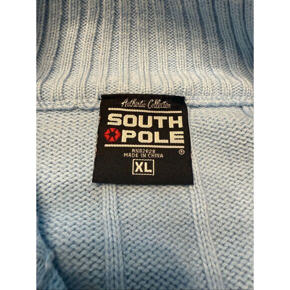 Vtg Southpole Sweater Mens X-Large Mock neck Striped Hip Hop 90s Y2k Quarter Zip - Picture 6 of 9